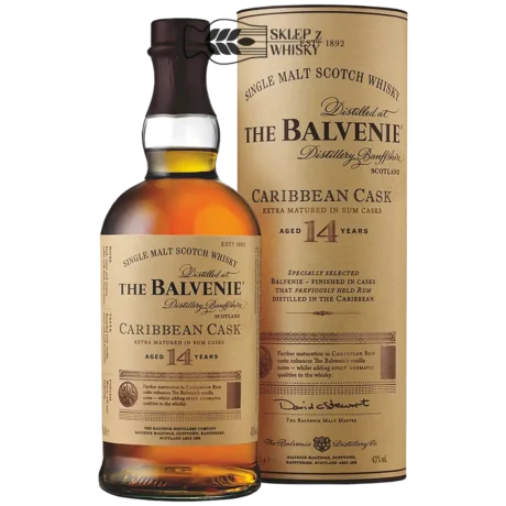 Balvenie 14 YO Caribbean Cask - szkocka whisky single malt z regionu Speyside, 700 ml, w pudełku