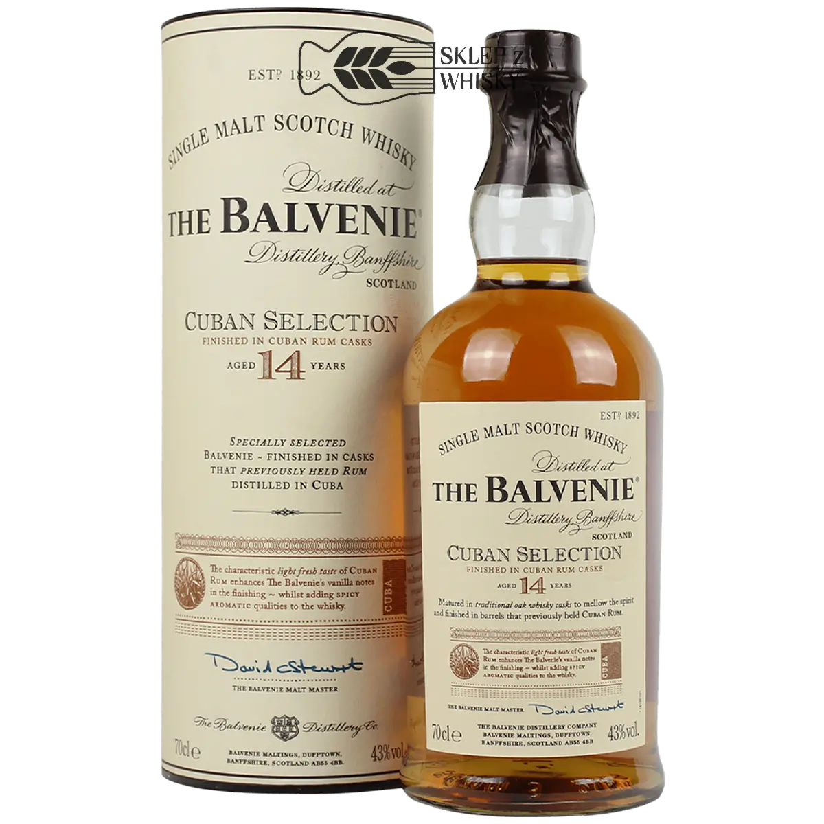 Balvenie 14 YO Cuban Selection - szkocka whisky single malt z regionu Speyside, 700 ml, w pudełku