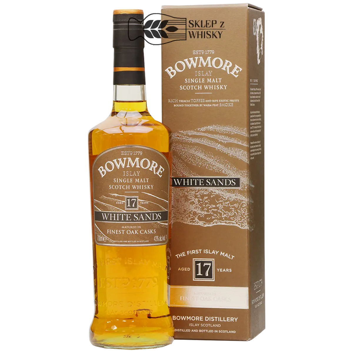 Bowmore 17 YO White Sands - szkocka whisky single malt z regionu Islay, 700 ml, w pudełku