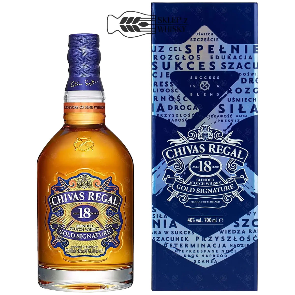 Chivas Regal 18-letnia szkocka whisky blended, 700 ml, w pudełku