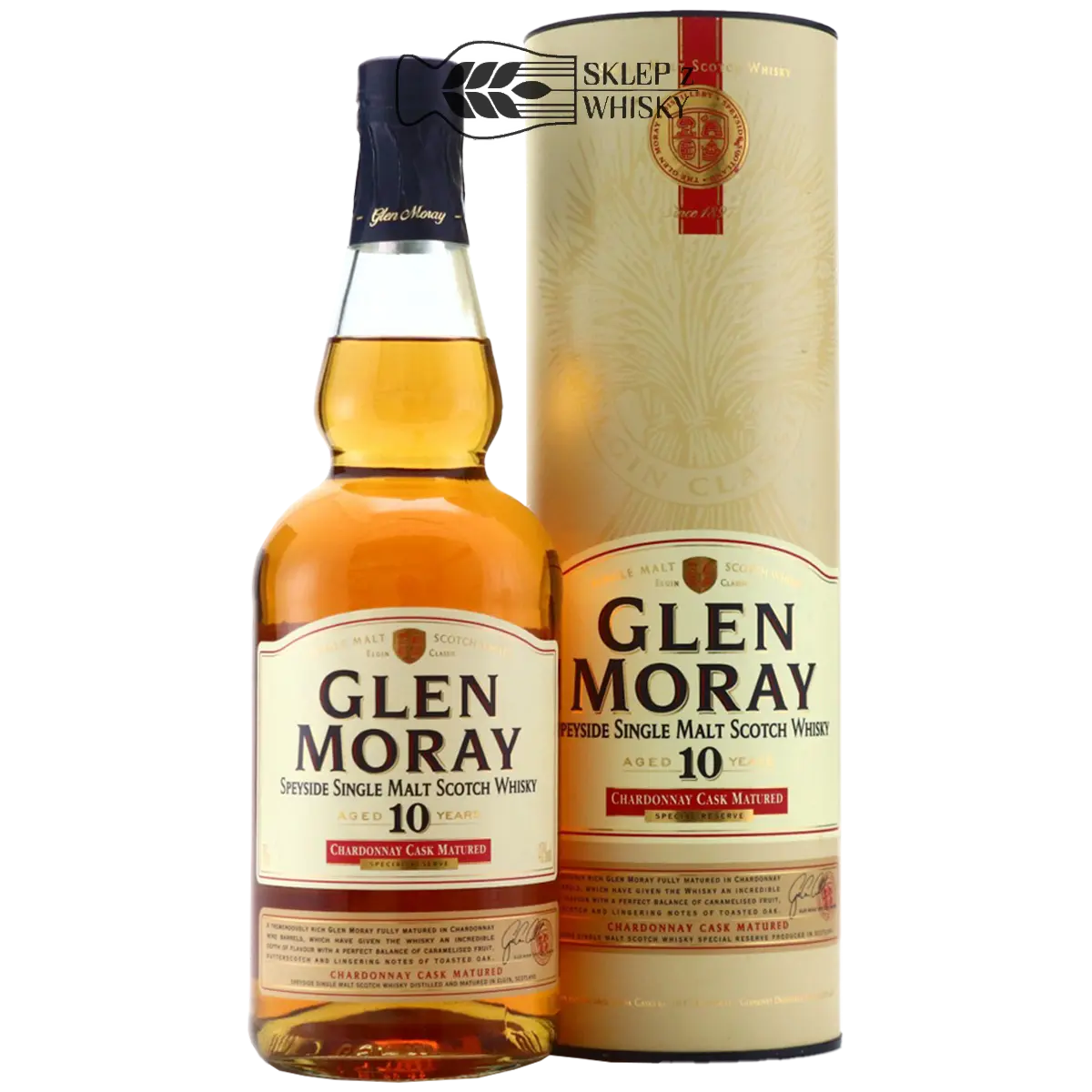 Glen Moray 10 YO Chardonnay Cask (Stare Wydanie) - szkocka whisky single malt z regionu Speyside, 700 ml, w pudełku