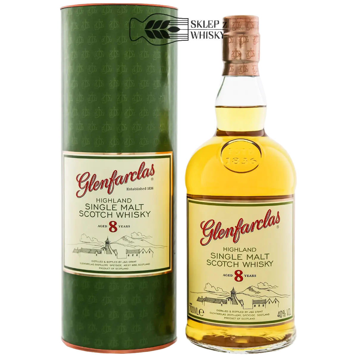 Glenfarclas 8 letnia szkocka whisky single malt z regionu Speyside, 700 ml, w pudełku