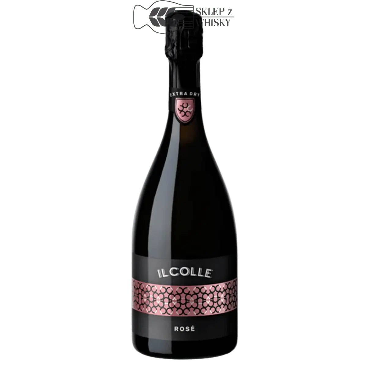 Il Colle Rosé Millesimato Prosecco DOC Extra Dry, 750 ml, włoskie różowe wino musujące w eleganckiej butelce.