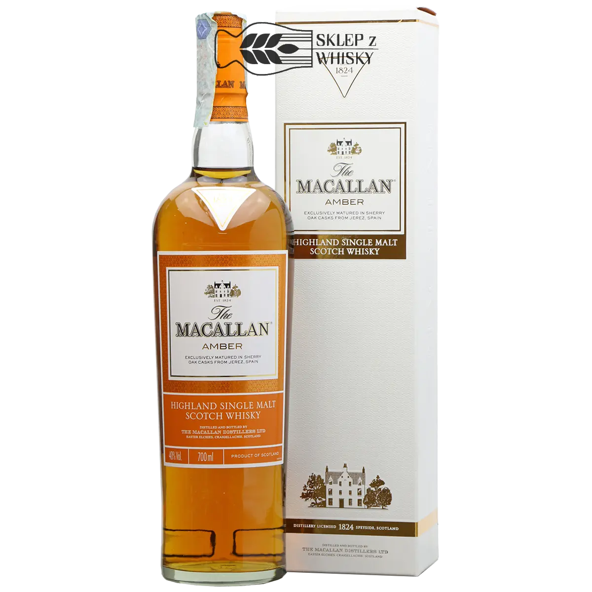 Macallan Amber The 1824 Series - szkocka whisky single malt z regionu Speyside, 700 ml, w pudełku