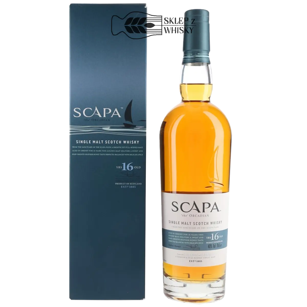 Scapa 16-letnia szkocka whisky single malt z regionu Highlands, 700 ml, w pudełku