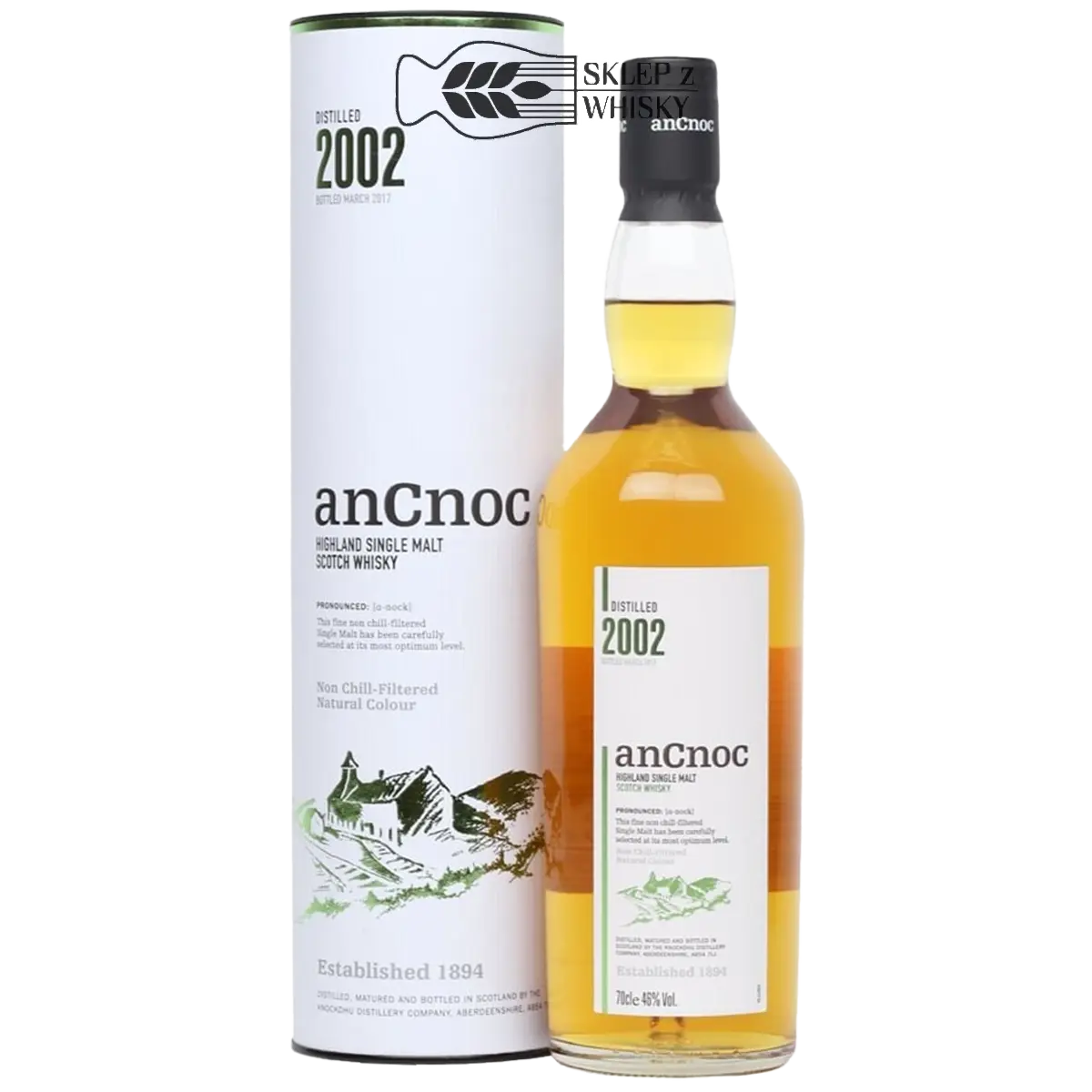AnCnoc 2002 - szkocka whisky single malt z regionu Highlands, 700 ml, w pudełku