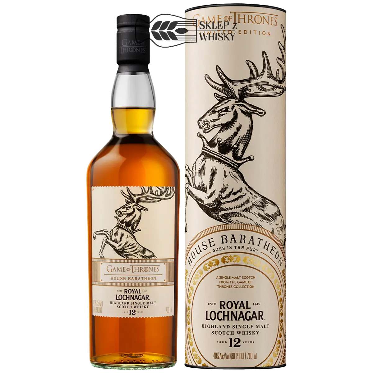 Royal Lochnagar 12 YO Game of Thrones House Baratheon - szkocka whisky single malt z regionu Highlands, 700 ml, w pudełku