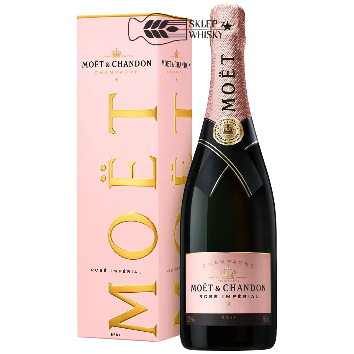 Moet & Chandon Rose Imperial — Francuskie wino musujące, szampan, 750 ml z pudełkiem