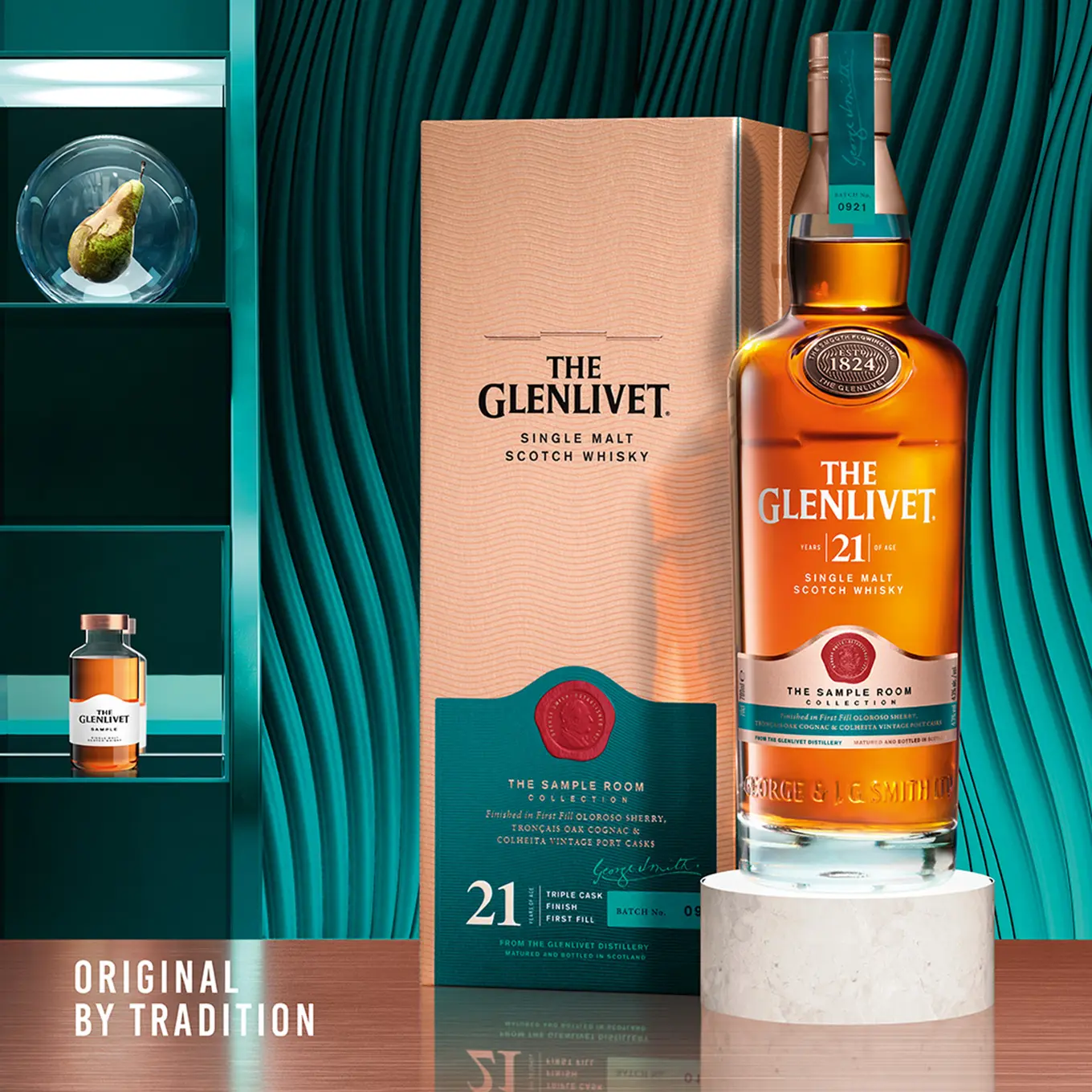 The Glenlivet 21 YO The Sample Room — szkocka whisky single malt z regionu Speyside 700 ml z pudełkiem, beautyshot