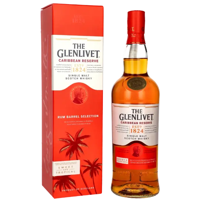 The Glenlivet Caribbean Reserve — szkocka whisky single malt z regionu Speyside 700 ml z pudełkiem