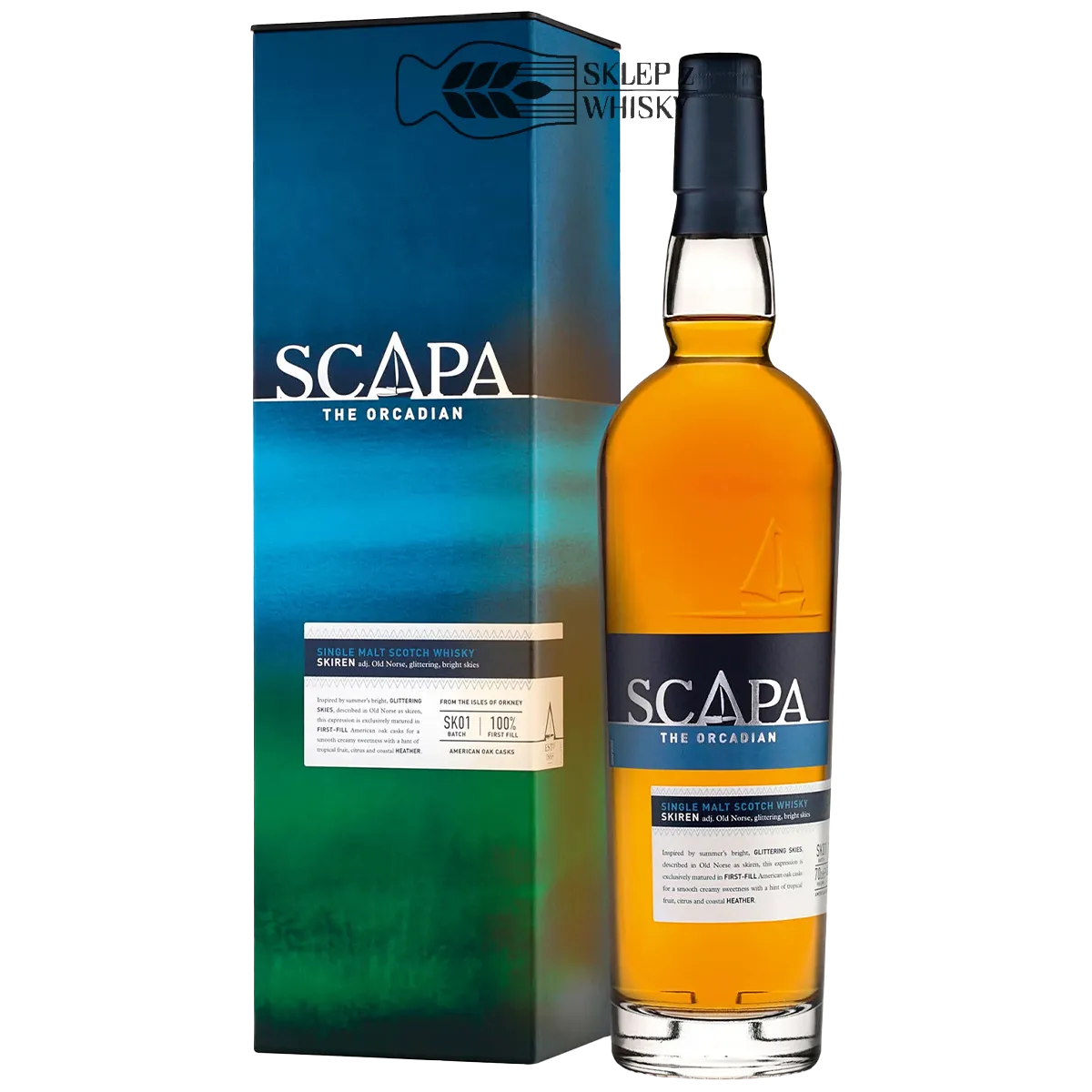 Scapa Skiren — highlands single malt scotch whisky, butelka 700 ml, pudełko