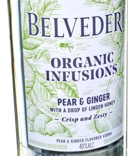 Belvedere Organic Infusions Pear & Ginger — Polska Wódka smakowa, etykieta