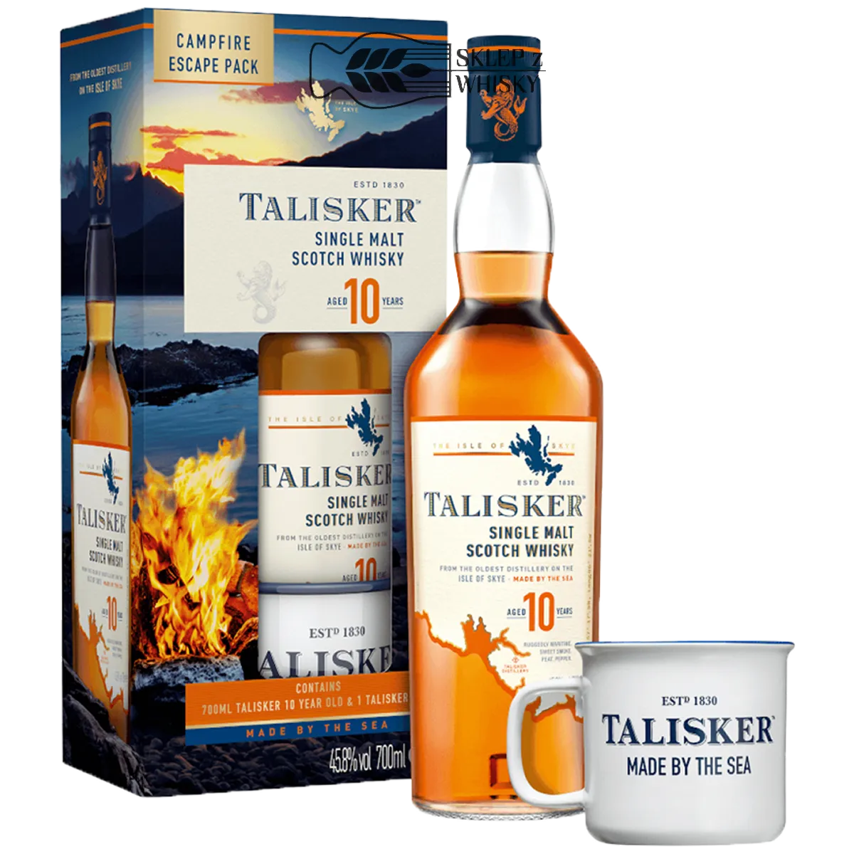 Talisker 10-letni z kubkiem - szkocka whisky single malt, 700 ml